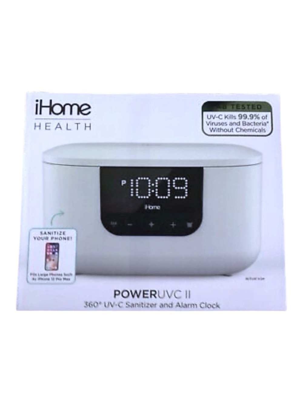 I Home Power Sanitizer UVC II 360 Degree UV-C Alarm Clock USB Charging P…GIFT